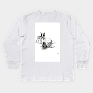 asc 545_Sketchwork (Fooling around with the boys) Kids Long Sleeve T-Shirt